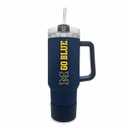 Campus Colors College & University 40 oz Travel Tumbler With Handle - Dual Option Lid With Straw - Vacuum Insulated Stainless Steel (Michigan Wolverines - Navy)