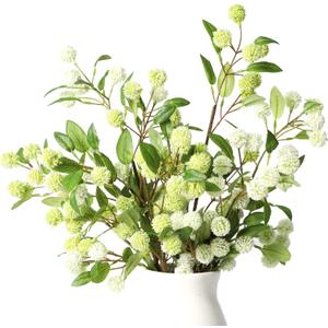 Melorca&Guilla Artificial Plants,4PCS 35.4" Green Faux Branches for Vase,Artificial Plants for Shop Garden Office Home Dcor (4, White Green)