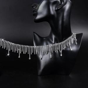 Silver Rhinestones Trim Chain 1 Yard - Tassel Chain Applique Sewing on Rhinestone for Wedding Bridal Dress, DIY Jewelry Making, Crafts, Clothing, Cake Decoration, Shoes, Bags EmbellishmentT164,1Y