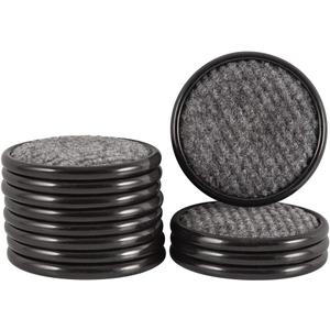 SoftTouch 1-5/8" Round Reusable Carpet Bottom Furniture Caster Cups for Office Chairs, Desks, and Carts, Furniture Wheel Caster Cups for Carpet and Hardwood Surfaces, 12-Pack, Brown/Gray
