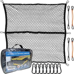JuyVerq Cargo Net for Pickup Truck Bed, Highly Elastic Truck Bed Cargo Net, 4' X 4' Stretchable to 8' X 8', Cargo Mesh Organizer, for Daily Light Loads of Trucks