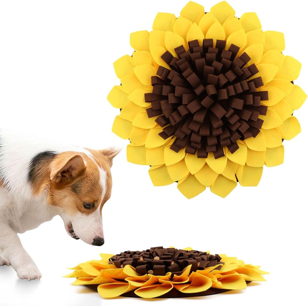 Snuffle Mat for Dogs, Pet Feeding Mats Puppy Sniffing Pad 20x20inch, Sunflower Shaped Snuffle Mat, Cat Doggies Interactive Toys for Multiple Breeds Training and Stress Release