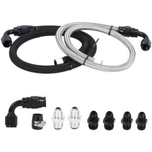 PQY 25Inch 6AN Power Steering Pump Hose Kit Compatible with Chevy C10 LS Swap Engine, High/Low Pressure Line with Leak-Proof Design Connect to GM Type II Power Steering Pump