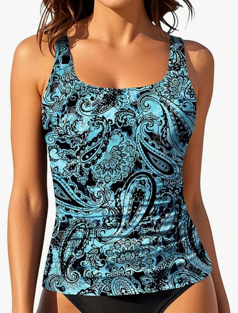 Aqua Eve Tankini Tops for Women Swimwear Top Only Tummy Control Bathing Suit Top No Bottom XXL
