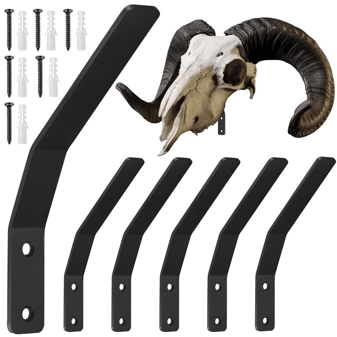 Zonon 6 Pcs European Mount Skull Hanger Large Euro Deer Skull Hangers European Mount Bracket Deer Head Wall Mount Kits for Indoor Outdoor Bear Elk Mule Antelope Coyote Buffalo Pronghorn Game Animals