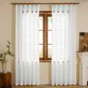 Pinch Pleated Sheer Curtain Panels White Semi Voile Drapes 1 Pair 2 Panels 42 Width 90 Inch Long for Kitchen Bedroom Living Room Yard(White, 42 W x 90 L, 2 Panels)