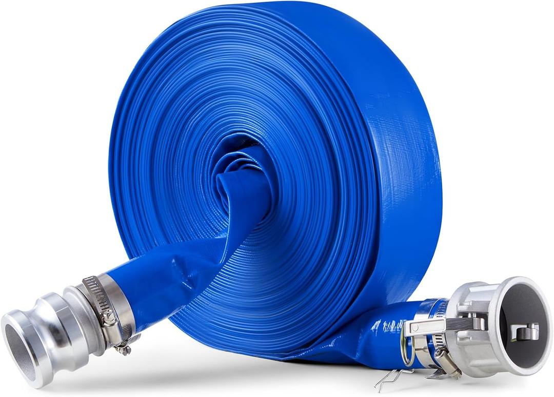 VEVOR Backwash Hose, 2 in x 100 ft, Blue PVC Hose, with Clamps, Camlock, Aluminum Fittings, Fit Various Pumps, for Sewage Treatment, Water Transportation and More Agricultural Purposes