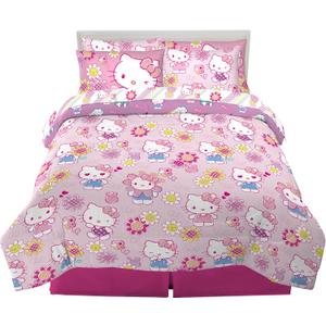 Franco Kids Bedding Super Soft Comforter and Sheet Set with Sham, 7 Piece Full Size, Hello Kitty(Prints may vary)