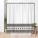 AOFOTO Bohemian Shower Curtain Tassel Boho Black and White Striped Geometric Pattern Shower Curtains for Bathroom Waterproof Bath Curtain Sets with Hooks Bathroom Home Decor 59x70 Inches
