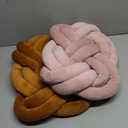 Sintuff Set of 2 Velvet Knot Pillow Ball 14 x 16 Inch Soft Decorative Knotted Throw Pillow for Christmas Thanksgiving Couch Home Sofa Bedroom Decor to Add Comfort and Style(Coffee and Pink)