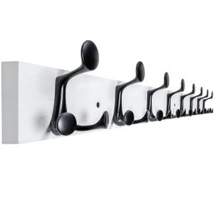 WEBI Coat Rack Wall Mount,43" Solid Wood Coat Hooks Wall Mounted Coat Hanger,16" Hole to Hole,Heavy Duty Hook Rack Rail,8 Triple Hooks for Hanging Coats,Jacket,Clothes,Hat,Backpack,White
