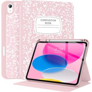 Supveco Case for iPad (A16) 11th Generation 11 inch (2025),iPad 10th Generation 10.9 inch (2022) with Pencil Holder-[Auto Wake/Sleep],Premium Folio Stand Case with Soft TPU Back Cover-Pink