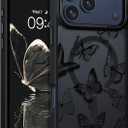 BENTOBEN for iPhone 17 Pro Max Case,Cute Butterfly Pattern 17ProMax Magnetic Case [Compatible with MagSafe] Translucent Matte Slim Shockproof Women Protective Cover for iPhone 17 Pro Max 6.9",Black