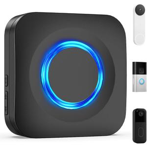 WIFI Wireless Doorbell Chime Compatible with Ring, Nest, Blink Video Doorbells, Smart Indoor Doorbell Receiver with LED Flash Alert for Home Security (1 Pack)