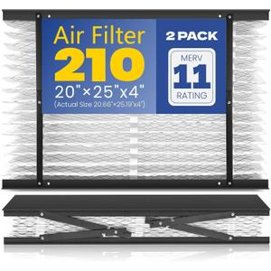 2-Pack 210 Replacement Filter Compatible with Aprilaire Whole House Air Purifiers, Models 1210, 1620, 2210, 2216, 3210, 4200, MERV 11, Size: 20x25x4(Actual Size 20.66''x25.19"x4)