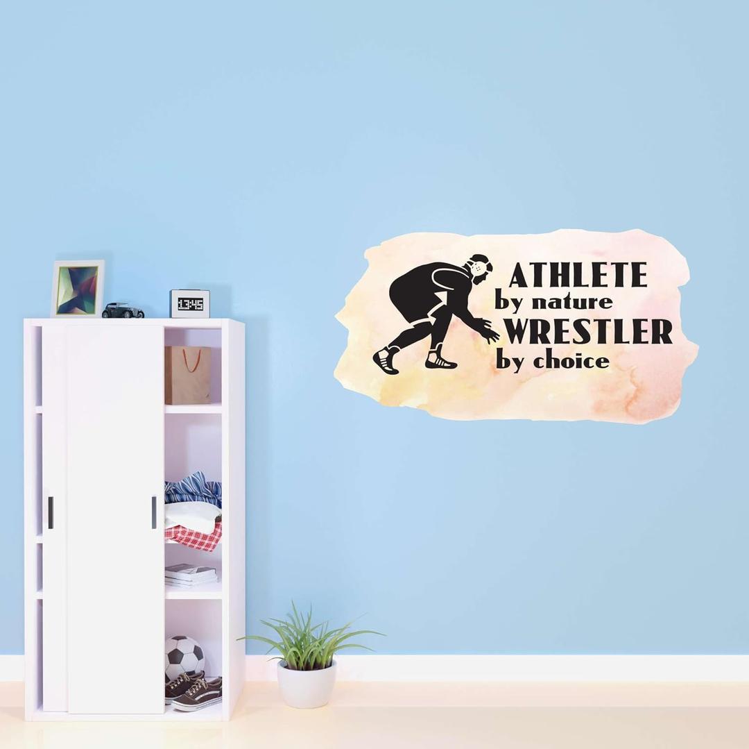 Design With Vinyl Home Wall Decals Nature's Athlete Cute Wall Art Sticker Athlete by Nature, Wrestler in Black by Choice' On Textured - Size: 30 in X 24 in (Multi)