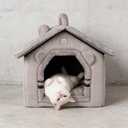 Indoor Cat House, Dog Tent for Indoor, Covered Dog Bed Pet House with Non-Slip Bottom, Indoor Cozy Cave for Kitten, Puppy & Small Pets (Medium, gray)