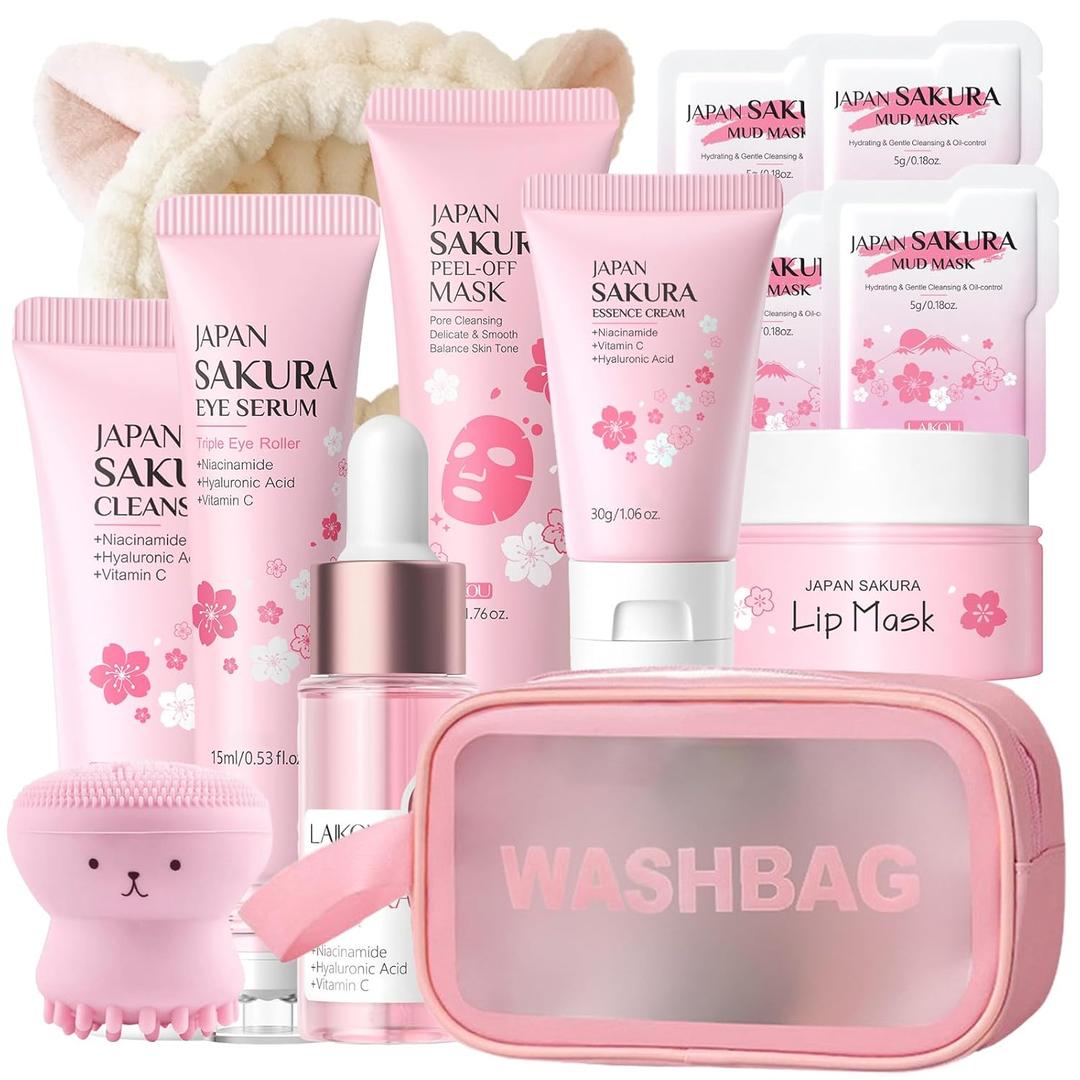 Japan Sakura Skin Care Set For Teens Gift - All In One Set Skin Care For Kids 10 -12- Kids Skin Care Set For Girls Ages 8-12 - Skincare For Girls 10-12 - All In One Teen Skin Care - Hydrating