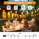 Brightever 150FT Outdoor Lights with Remote, 2700K/4000K/5000K Selectable LED String Lights for Outside with 75+2 ST38 Shatterproof Edison Bulbs, 3 Modes Dimmable Waterproof Hanging Lights for Patio