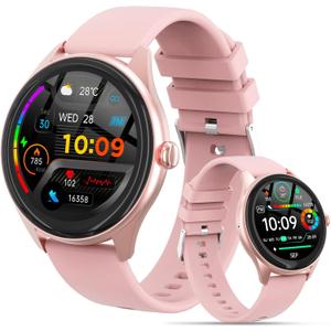 Smart Watches for Women Men, 1.39" HD IPS Touchscreen Smartwatch with 120 Sports Modes, Heart Rate/Sleep Monitor, IP67 Waterproof, Bluetooth Call & Music Control for iPhone/Android (Pink)
