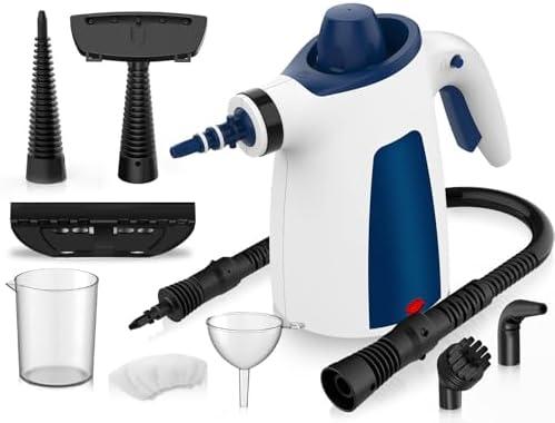 Pressurized Handheld Steam Cleaner with Safety Lock & 9 PCS Accessories, 350ML Large Water Tank Multi-Surface Steamer for Cleaning Auto Detailing, Pans, Kitchen Appliances, Window Blinds, Bird Cage