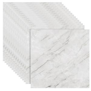 36 Sheet 12" x 12" Vinyl Flooring Peel and Stick Floor Tile Waterproof Vinyl Floor Tiles White Marble Self Adhesive Floor Tiles for Bathroom Kitchen Dining Room, Bedrooms, Cover 36 Sq. Ft