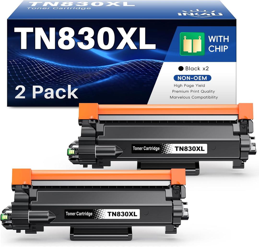 INK4U Compatible TN830XL Toner Cartridge 2-Pack Replacement for Brother TN830XL TN-830 TN830 Toner for DCP-I2640DW/HL-l2460DW/HL-l2405W/MFC-l2820DW | 3,000 Page Yield | Smart Chip Recognition