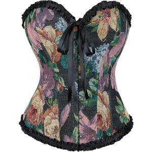 Alivila.Y Fashion Womens Lace Up Corset Top Overbust Body Shaper Bustier Corsets for Women (X-Large, Black Purple)