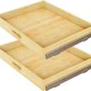 Petpvilit 2 Set Pull Out Cabinet Organizer, Soft Close Slide Out Wood Drawer Storage Shelves for Kitchen, Base Cabinet Organization for Pantry, Finished, Heavy-Duty, Bottom Assembly (27” W x 21” D)