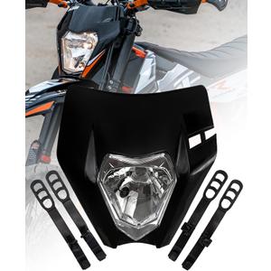 Dirt Bike Headlight Kit,Pit Bike Headlight,Universal Motorcycle Headlight,Headlamp Frontlight,Motorcycle Head Lamp Kit for Most Dirt Pit Bike (black, NormalXWLIGA)