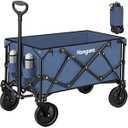 Collapsible Folding Wagon Cart 150L, Heavy Duty Garden Cart with All Terrain Wheels,Portable Large Capacity Utility Wagon Cart for Camping Fishing Sports Shopping,Blue