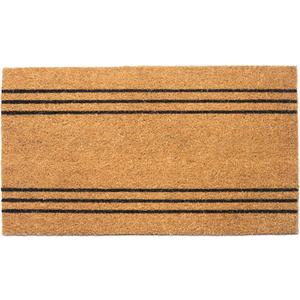 Welcome Doormats, Natural Coco Coir Mats with Non-Slip PVC Backing, Indoor Outdoor Mats for Home & Office, Floor Mats for Door Decor, Plain Entry Mat with Stripes, Beige & Black, 30"x17" (Lines Print)