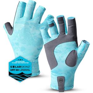 Tough Outdoors UV Fishing Gloves - Fingerless Grip for Kayak Gloves - UPF 50+ Sun Protection - Fishing Accessories (blue)