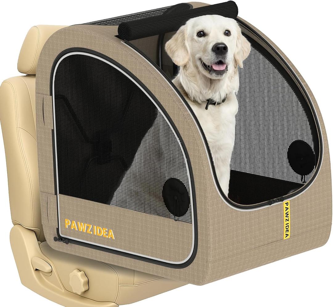 PAWZIDEA Portable Dog Crate for Car Travel, Medium & Large Dogs Up to 80lbs