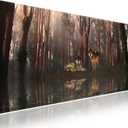 Wknoon. Extra Large Gaming Mouse Pad (31.5" x 11.8") with Durable Stitched Edges Serene Forest Refuge A Pair of Wolves, Anti-Slip Rubber Base & Smooth Fabric Surface Extended XXL Desk Mat