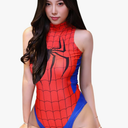 Women's One-Piece High Cut Superhero Cosplay Leotard Bodysuit Teddy Swimsuit Set, Medium