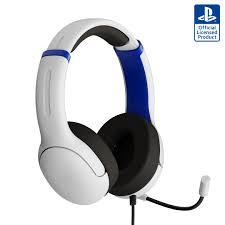 PDP AIRLITE Wired Stereo Gaming Headset, Officially Licensed by Sony PlayStation 5, PS5/PS4/PS3/PC, Lightweight Durable Headphones, 3.5mm audio jack, Noise-canceling Flip-to-Mute Mic, Frost White