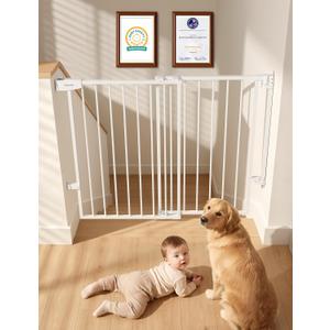 Babelio No Bottom Bar Baby/Dog Gate for Stairs, 28" H, 27.5-40.6" W, White