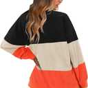 KISSMODA Women's Casual Long Sleeve Sweatshirt Color Block/Solid Crewneck Corduroy Pullover Cute Tops (M)