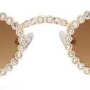 SOJOS Retro Skinny Oval Rhinestone Sunglasses for Women 90s Styles Bling Hippie Disco Trendy Sun Glasses Small Face SJ1205 (Brown)