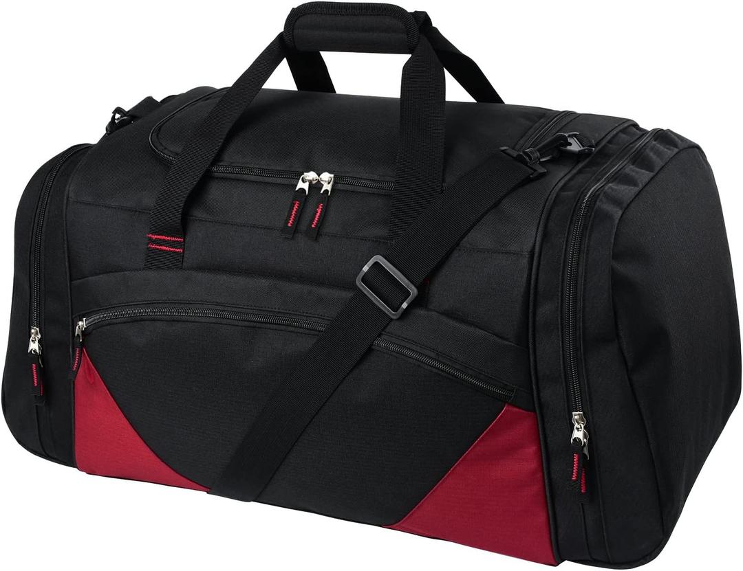 Mens Gym Bag, 55L Large Sports Duffle Bags, Workout Bags Lightweight (Black Red)