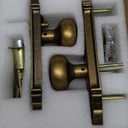 Antique Brass Door Knob Privacy Bedroom Bathroom with Lock, Vintage Interior Door Handle with Plate for Hallway, Closet, Farmhouse Style(1 Pack)