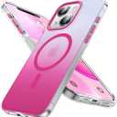 Magnetic for iPhone 13 Case & iPhone 14 Case [Compatible with MagSafe][ Military Grade Protective] Slim Translucent Matte Silicone Edge Phone Case for iPhone 13/14 (6.1"),Gradient Hot Pink