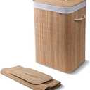 CleverMade Natural Bamboo Hamper LUXE, Single Hamper - 19 Gal (72L) Bamboo Laundry Hamper with Lid and Removable Machine Washable Laundry Bag - Holds 2 Loads and 30 Lbs.