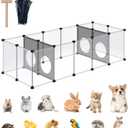 DINMO Rabbit Playpen, Guinea Pig Cages, Hamster Cages, Interesting Game Holes Design for Small Animal, Bunny, Ferret, Hedgehog, DIY, Expanded, Portable, Exercise Fence, 61.4 x 25.4 x 16.4 inches