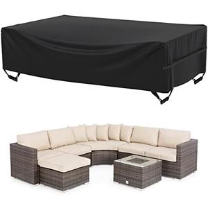 Velway Patio Furniture Cover Outdoor Waterproof Rectangular Patio Table Chair Sofa Set Cover, 128" Lx82 Wx28 H, All Weather Oxford Tear-Resistant Material with Zipper Carrying Bag Windproof Buckles