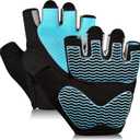 sunnex Workout Gloves for Women - Breathable Weight Lifting Gloves with Non-Slip Silicone Padding, Fingerless Gym Gloves for Cycling, Rowing, Pull Ups & Training (4 Sizes) (Small, JS-BLUE)