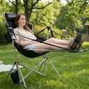 KingCamp Hammock Chair with Footrest Heavy Duty Swinging Rocking Camping Chairs for Adults up to 400lbs, Folding Portable Oversized Rocker with Cup Holder & Pillow for Outdoor Beach Lawn RV Sports