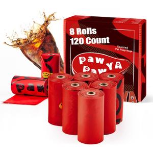 Dog Poop Bags Rolls 120 Count, Certified Compostable, Poop Bags for Dogs with Coke Scented, 8 Rolls Biodegradable for Cornstarch Doggie Poop Bag, Leak Proof, Extra Thick, Dog Waste & Cat Litter Bag
