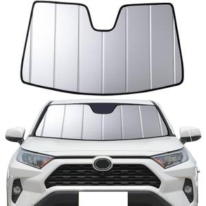 2019-2025 RAV4 Windshield Sun Shade Compatible for Toyota Rav4 LE,XLE,XSE Hybrid, 2021-2024 RAV4 Prime Custom-fit Foldable Sun Visor Window Sunshade with Storage Bag